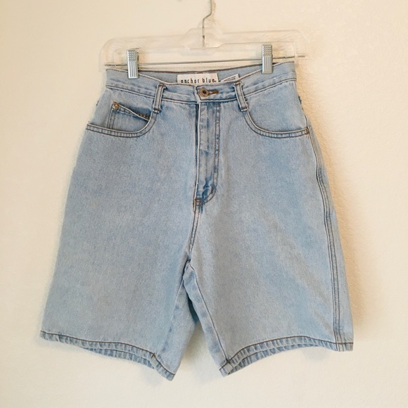 🐋VTG 90s Blue Anchor hi rise denim shorts - Picture 2 of 10